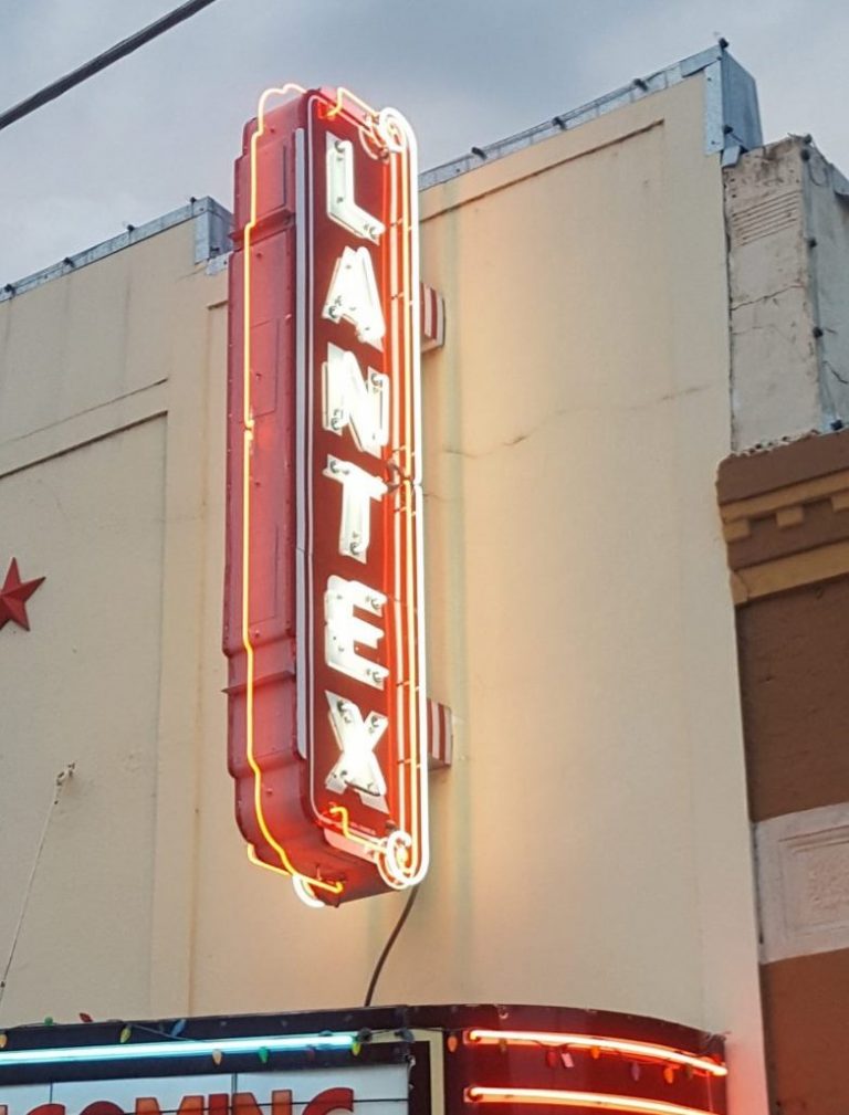 Restoration of the Lantex theater sign in Llano