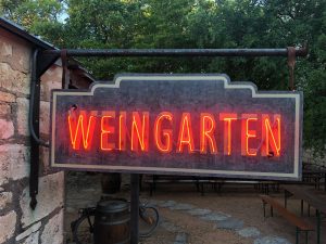 Weingarten neon sign in Fredericksburg Texas